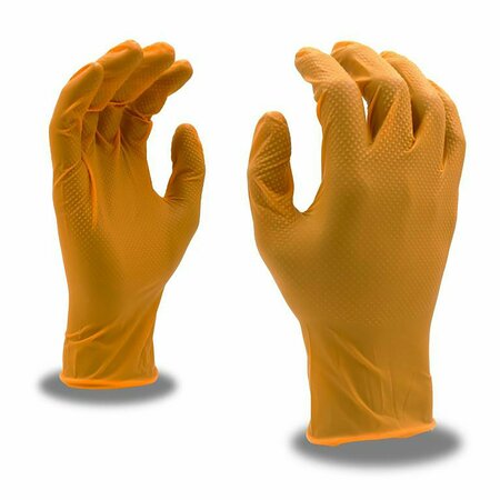 CORDOVA Nitri-Cor Diamond, Nitrile Disposable Gloves, 6 mil Palm, Nitrile, Powder-Free, L, 12 PK, Orange 4087L